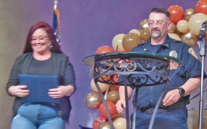 Ashley Zamora who reached out to Chief Jimmy Hamilton to serve as a translator on the Police Department and in the Municipal Court received the award as the Chief’s Achievement Award