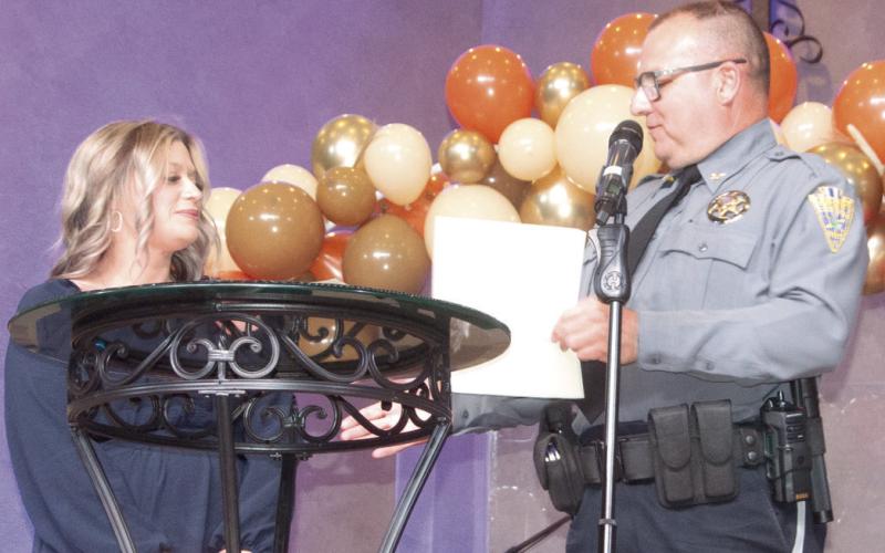 The Sheriff’s Department Civilian Employee of the Year Megan Greenlee received her certificate from Sheriff Henderson.