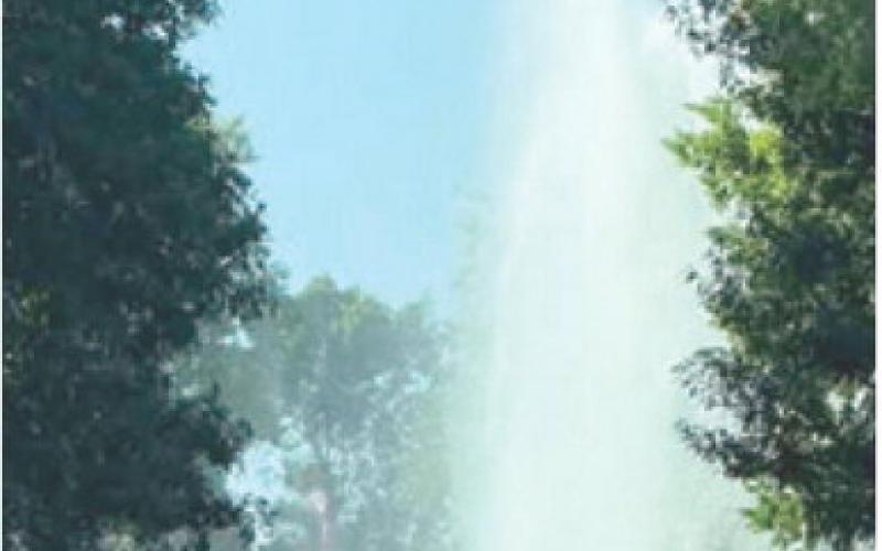 A major water leak erupted in Baxter Springs Saturday. Two breaks left many in the south end of town without water for several hours. Courtesy photo.