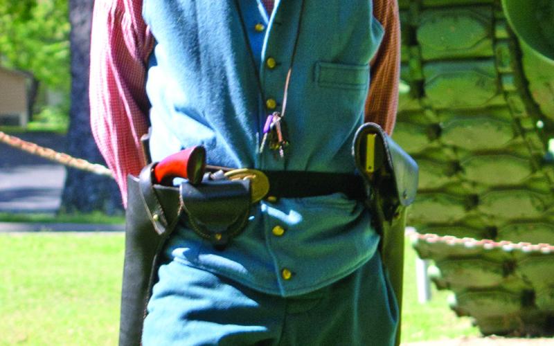 Though dressed in Union dress and hat Jacob Spillers was part of the Confederate contingent over the week-end. However, many of Quantrill’s solders were dressed in Union uniforms despite their allegiance to the south.