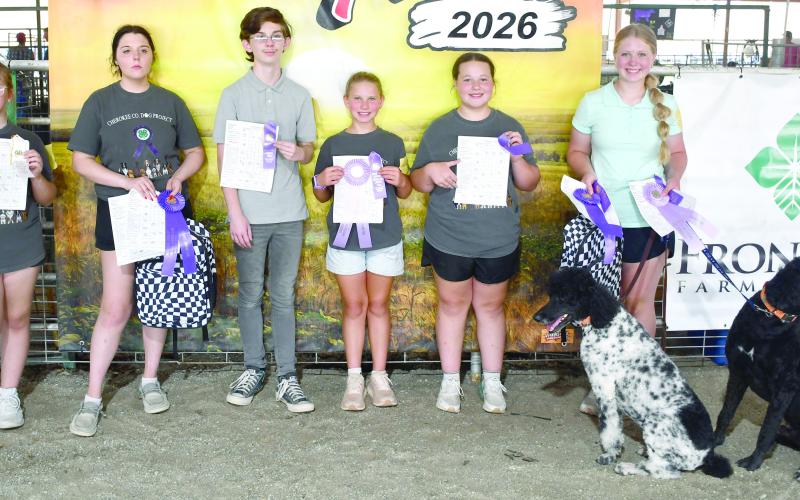 Participants in the Rally classes were presented ribbons for their efforts in the Cherokee County Dog Show held during the fair.