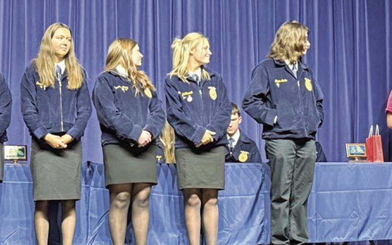 Above Southeast senior FFA members and below Riverton High School FFA seniors were recognized with certificates by Farm Bureau at recent assemblies. Courtesy photos.
