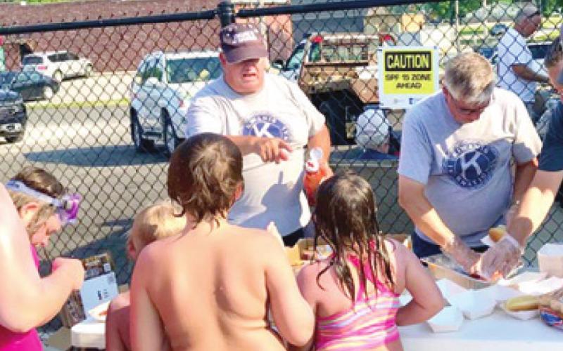 Friday afternoon, youngsters in Baxter Springs had the opportunity to swim at the new swimming pool for just $1. Kiwanis Club members hosted the event and provided free hot dogs to the children as well. Photo by Dee Riley.