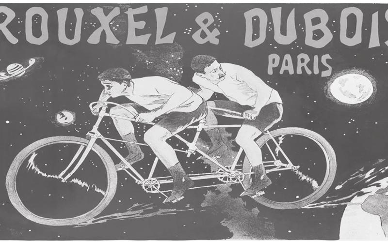 Advertising posters often had fanciful illustrations to attract attention. This one with tandem bicyclists sold for $6,600 at Poster Auctions International.