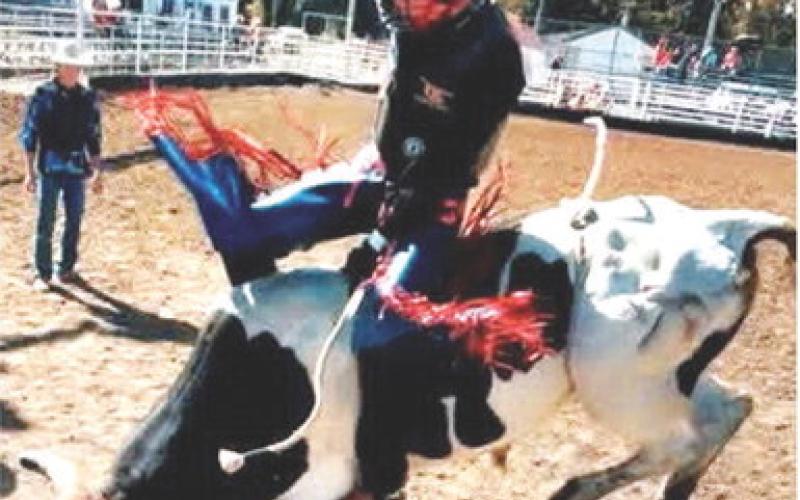 Cal Saporito, a member of the CUHS Class of 2026, in action at an America Youth Rodeo Association event in Baxter Springs recently. Courtesy photo.