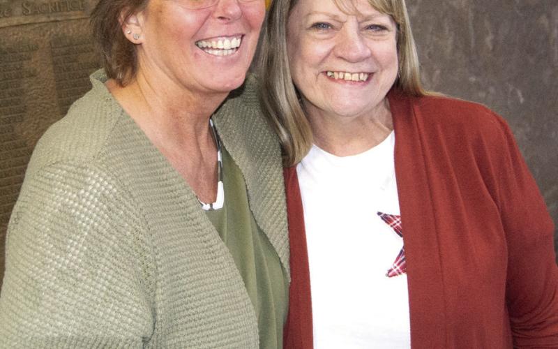 Karen Johnston, newly elected Register of Deeds, was congratulated by Barbara Bilke. Bilke is retiring from the Register of Deeds position. Johnston has worked in the office for a number of years and is familiar with the functions of the office