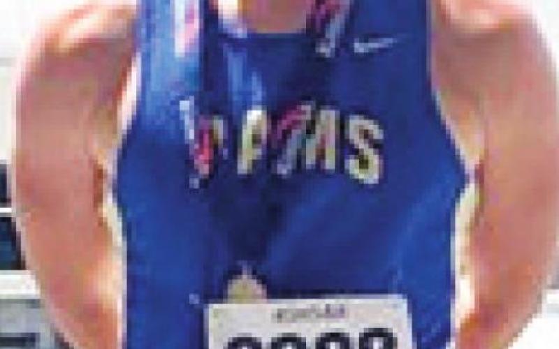 Derek Larison, Riverton Ram Junior, placed eighth in the Javelin at the Kansas Class 3A State Track and Field Meet, Friday in Wichita. Courtesy photo.
