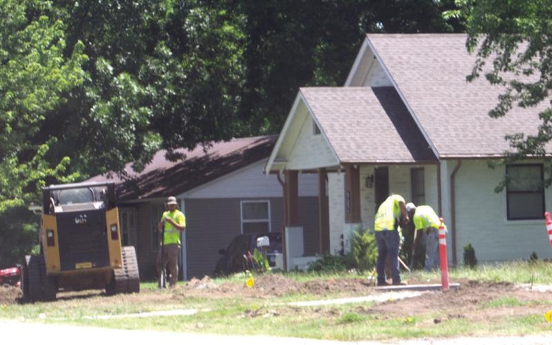 Workers continue progress on the Safe Route to School sidewalk replacement program. The grant helps build new sidewalks. The Maple Street project and East town project are currently underway. Wednesday water service in West town was disrupted due to the contractor striking a water line.