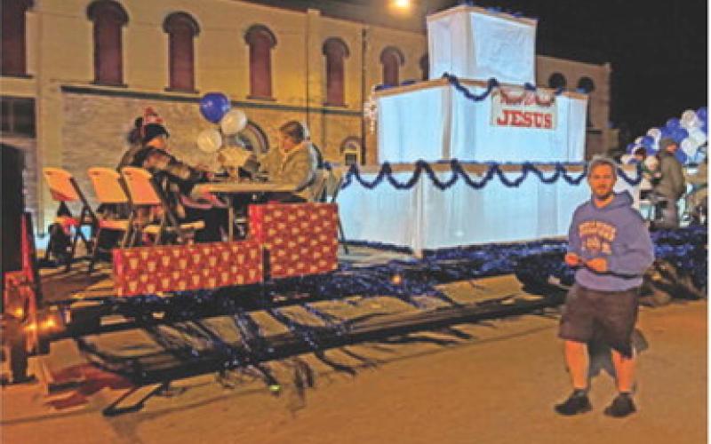 Second place in the Religious Float category at the Columbus Christmas Parade went to “Happy Birthday Jesus”. Entered by Center Christian Church. The scene included a giant birthday cake.