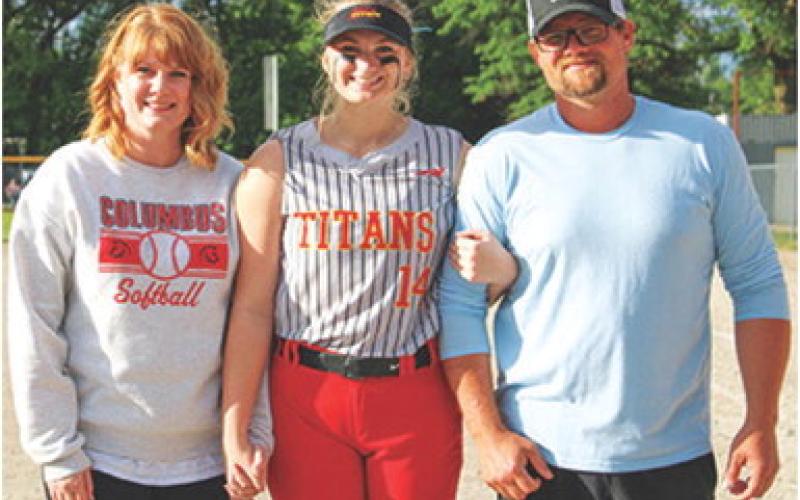 Lady Titan Senior, Hailey Ediger, was recognized during Senior Night Ceremonies at Rockette Field, May 8. Hailey is a three-year member of the Lady Titan Softball Team. She was escorted by her parents Kandice and Joel Ediger.