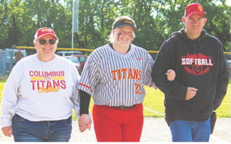 Lady Titan Senior, Madisen Rand, was recognized during Senior Night Ceremonies at Rockette Field, May 8. Madisen is a four-year member of the Lady Titan Softball Team. She was escorted by her parents, Heather Sapp and Derek Rand.