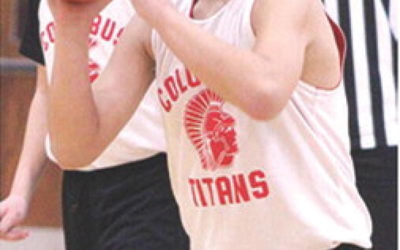 Lucas Haviland, Columbus Fifth Grader, lines up to score a free throw in recent games against the Baxter Springs Lions at the CUHS Gym. Lucas scored 15 points in a win in Baxter Springs, 27-10, Saturday.