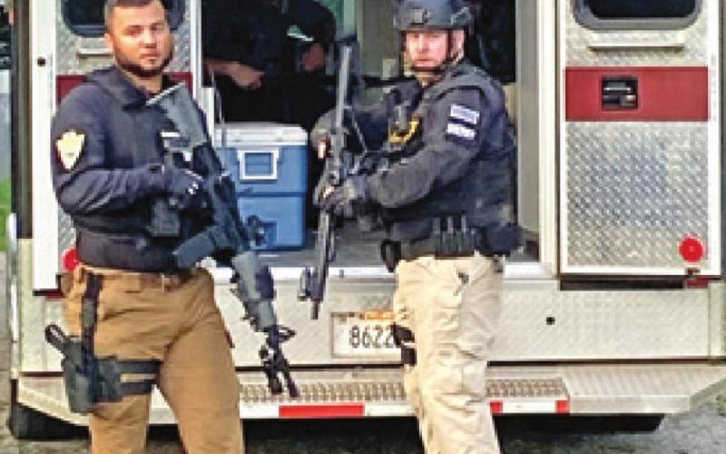 Members of the Cherokee County Sheriff’s Department served search and arrest warrants at four separate residences in Weir Friday morning. Five individuals were arrested and taken to the Cherokee County Law Enforcement Center. Courtesy photo.