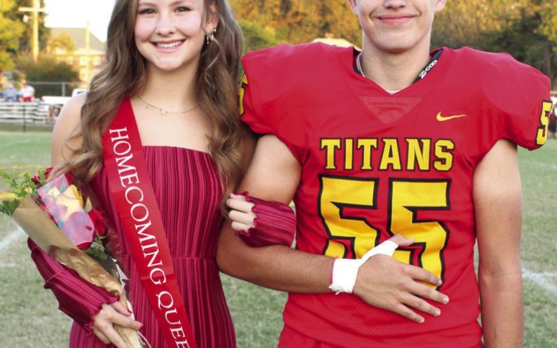 Senior, Ruby Stover was crowned the 2024 Columbus Unified High School Fall Homecoming Queen in a coronation ceremony prior to the Titans, 62-30, homecoming game win over Baxter Springs, Friday, at Titan Stadium. Ruby was escorted by senior, Jonah Smith.