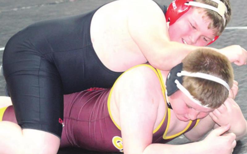 Cajen Smith placed fifth at the USAWKS 2022 state wrestling tournament in Topeka over the weekend. Cajen pinned Jett Shanhotzer, Girard Matside, inthe fifth place match for the win. Courtesy Photo.
