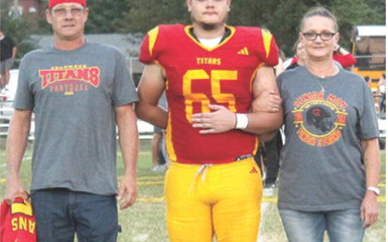 Senior, Zane Gray, was recognized during Senior Night Ceremonies, October 17, at Titan Stadium. Zane is a two-year member of the Titan Football Team. He was escorted by his parents Wayne Gray and Tiffany Bryars.