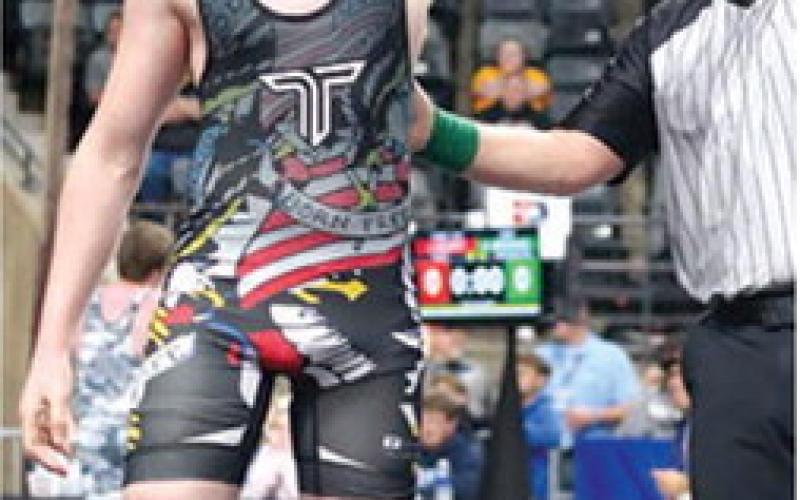 Wyatt Linn (12U, 150-pounds) placed sixth at the USAW Kansas State Folkstyle Wrestling Tournament, Saturday, in Topeka. Wyatt was 3-2 in the tournament. Courtesy photo.