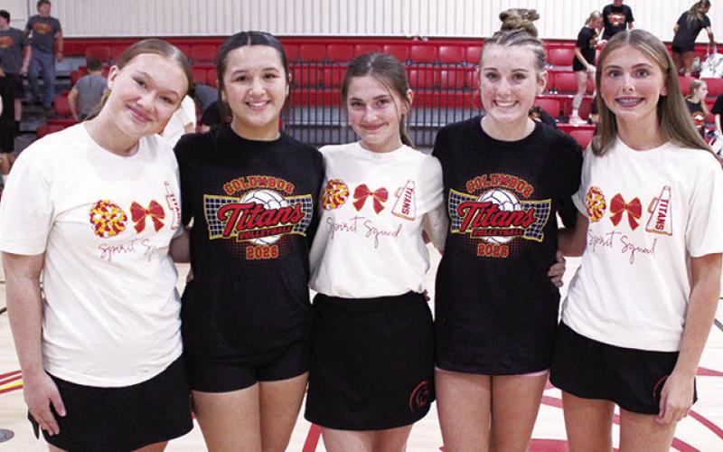 Freshmen members of the Titan Football Cheer and Dance Teams are: Lexie Webb, Football Cheer; Alana Luna, Football Dance; Cora Rider, Football Cheer and Dance; Tymber Newberry, Football Cheer and Dance; and Juliette Dainty, Football Dance.