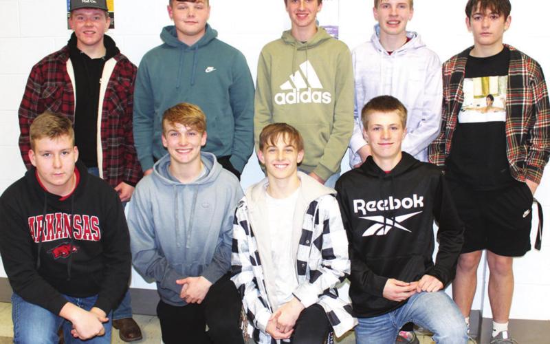 The Titan Football Team recognized their freshman squad, Wednesday, at the team awards ceremony. Nine of the 13 freshman players from the 2021 Titan Team were present to hear their name called by head coach, Blake Burns. Front row: Kyler Rahmeier, Syler Schuberger, Korbyn Newberry and Jace Midgett. Back row: Kanyen Smith, Carter Henry, Owen Roberts, Brandon Stice, and Jack Vilela were introduced at the Columbus High School Cafeteria.