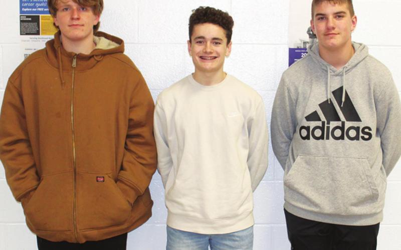 The Columbus Titan Football Team recognized three members of the sophomore class in attendance at the team awards ceremony, Wednesday, at the CUHS Cafeteria. Mason Hopkins, Luke Gray, and Slade Parker represented the seven-member, sophomore class of the 2021 Titan Team.