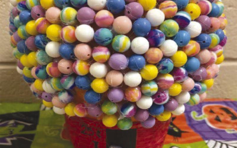 Who could resist a giant gumball machine? Colorful gumballs adorned the entry in the annual Mercy pumpkin decorating contest. Courtesy photo.