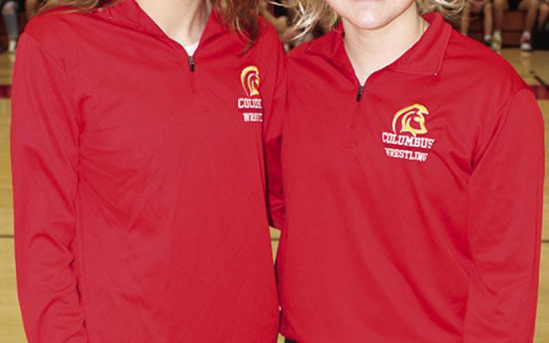 Lady Titan Sophomore Wrestlers introduced at the November 28, Meet the Titan Night at the CUHS Gymnasium are Torey Tedlock and Emily Britt.