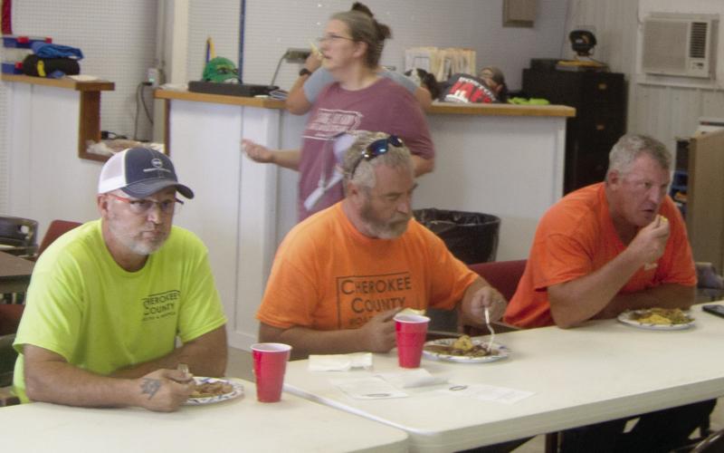 Calvin Carrico, Cloyd Ray and Jimmy Zook, from the Road and Bridge Department were in attendance at the Fair “thank you” lunch.