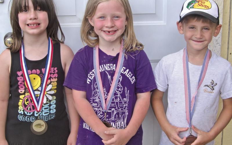 the 3-6 age group in the crappie division, Leta Turnbough was first, Kaydence inn. Babcock was second and Ronan Benedict was third.