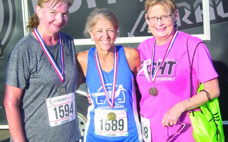 In the female 60 and over division finishing second was Janette Crain with a time of 45:05, first place was Kathy Ritchhart with a time of 28:54 and third place Sharon Carpino 51:39.