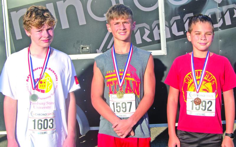 The American Bank 5K run 19 and under winners included second place Eamon Wilkins with a time of 28:22, first place Eli Engleman in a time of 22:08 and third place Trevor Lacen in a time of 28:35.