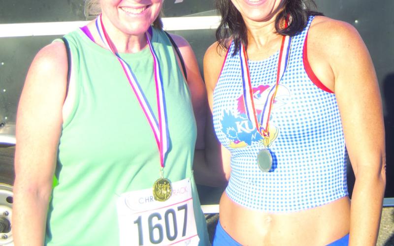 Female 50 to 59 first place Loretta Bass 27:31 and Melissa Proffitt second 29:37.