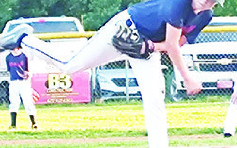 Jaxon Harp, was the starting pitcher for the Mercy Team, Wednesday, in their 11-6 win over VFW on Volunteer Field at the Columbus Community Field Ball Park. (Courtesy photo.)