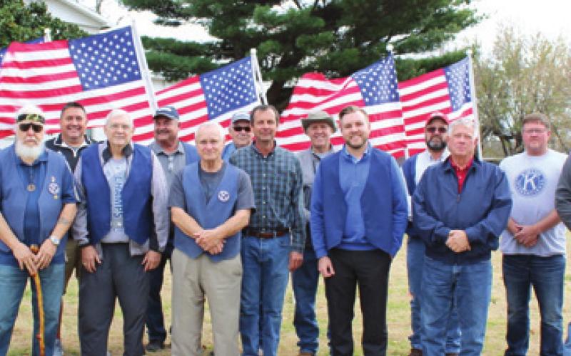 The 2021 Baxter Springs Kiwanis celebrate 100 years of service. Left to right: Jim Day, Larry Crozier, David Pendergraft, Larry O’Neal, Brian Kuehn, Chuck Sweeton, David Hunt, Doug Hill, Kelly Abbott, Ben Kerr, Kelly Knokes, Casey Roberts, Art Roberts and Andrew Paciorek. Not pictured: Todd Webb, Larry Hiatt, Joe Maghe, and Brian Caswell. Photo by Dee Riley.