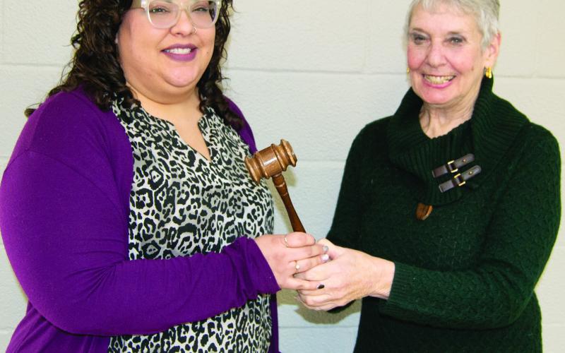 The annual passing of the gavel denoting the changing of the Chamber of Commerce presidency was held at the monthly meeting Wednesday. Rebecca DoByns, takes over the leadership of the business organization from Laura Lowry Greene the 2023 president.
