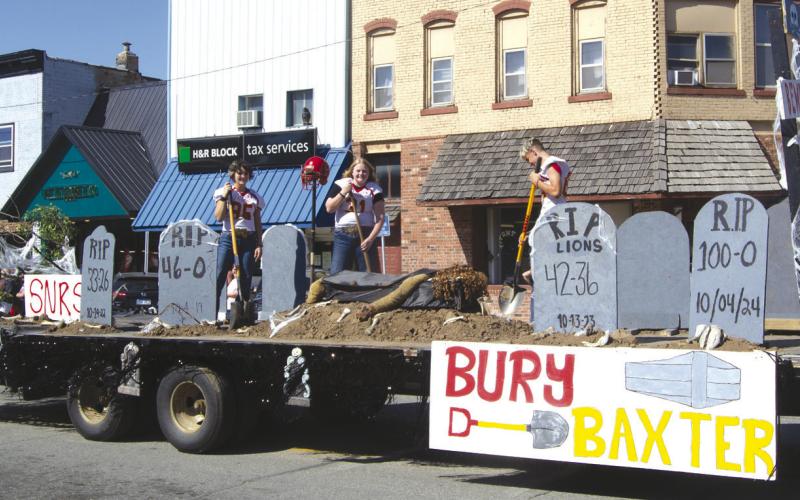 The winning float was created by the Columbus High School senior class. Their theme was “Bury Baxter.”