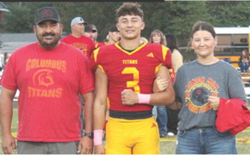 Titan Senior, Jayden Rodriguez, was recognized during Senior Night Ceremonies, October 17, at Titan Stadium. Jayden is a four-year member of the Titan Football Team. He was escorted by his parents Kevin and Amanda Rodriguez.