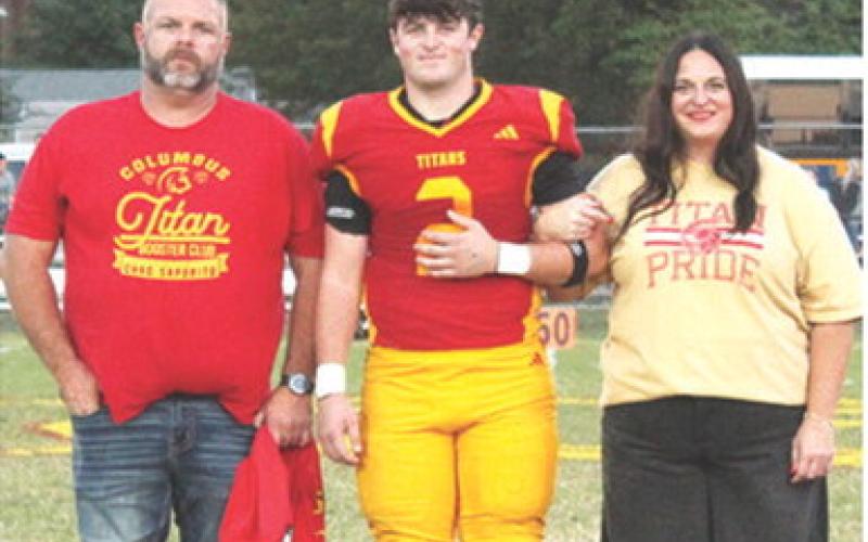 Titan Senior, Jett Tanner, was recognized during Senior Night Ceremonies, October 17, at Titan Stadium. Jett is a four-year member of the Titan Football Team. He was escorted by his parents Jerad and Ashley Tanner.