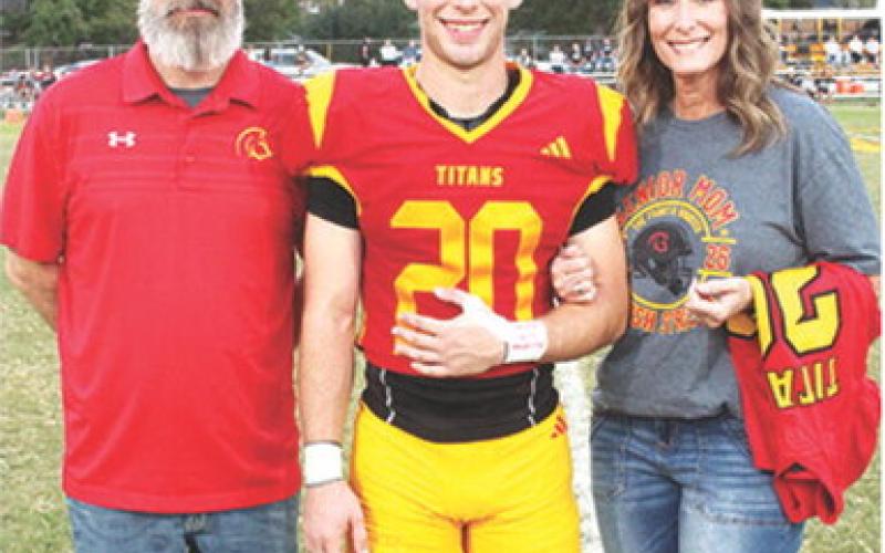 Titan Senior, Lemmie Stone, IV, was recognized during Senior Night Ceremonies, October 17, at Titan Stadium. Lemmie is a four-year member of the Titan Football Team. He was escorted by his parents Lemmie, III and Kathy Stone.