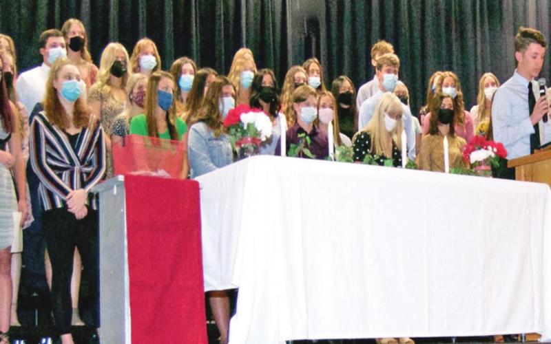 Members of the Baxter Springs National Honor Society held an induction ceremony recently in the Baxter Springs High School auditorium. Photo by Dee Riley.