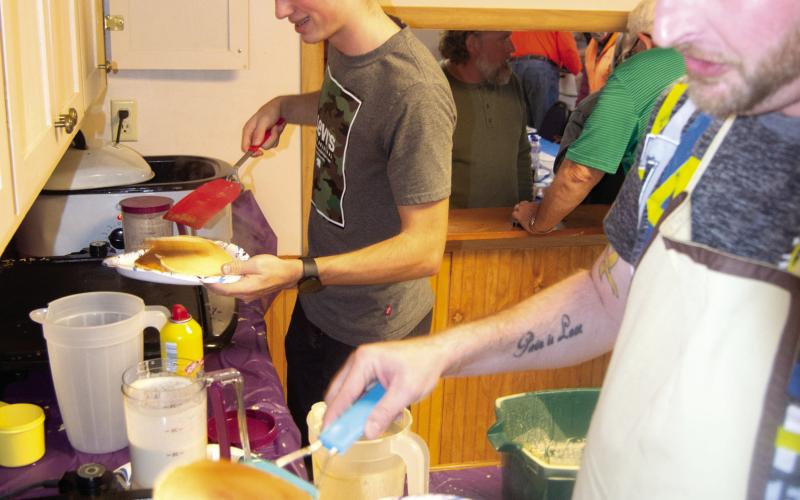 Eli Burkhart and Zach Garner were the grill jockeys at the Neutral Church pancake and sausage dinner. The large crowd kept the grills going until closing time.
