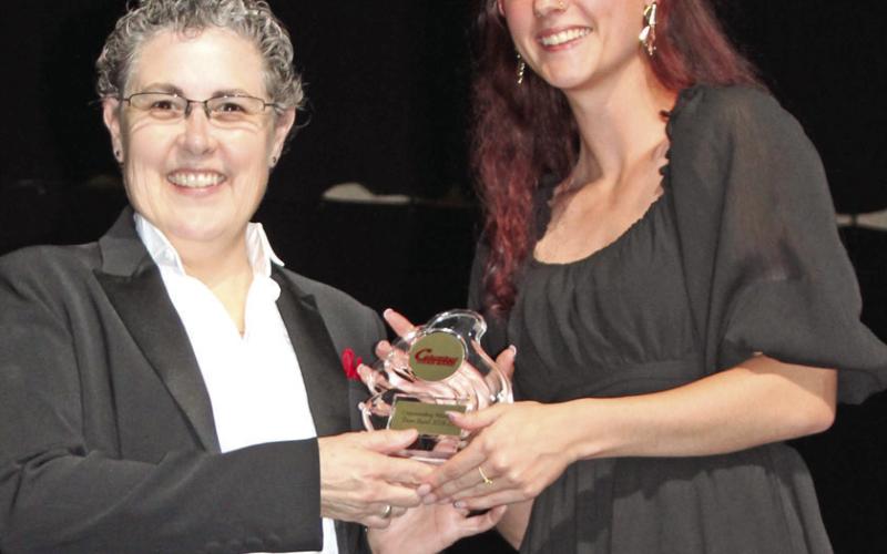Band director Gae Phillips presented Piper Hayes with the Outstanding Marcher award during the Spring Concert May 4.