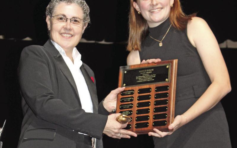 The prestigious Merle Evans was presented to Mallory Thompson during the Columbus High School Titan Band Spring Concert May 4.Thompson also received the award for Most Dedicated. Band director Gae Phillips presented the awards.