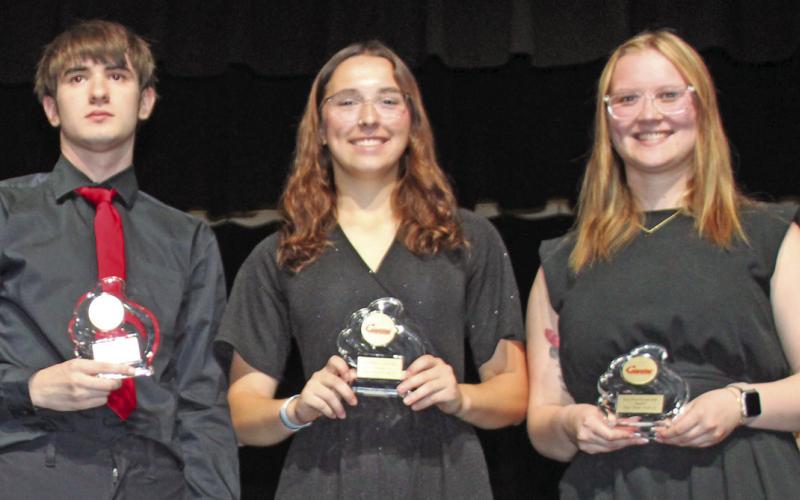 Above Lydon Lovesee, Torey Tedlock and Chloe Rogers were recipients of the Jazz Leadership award. The awards ceremony was held during the Columbus High School Titan Band Spring Concert held May 4.