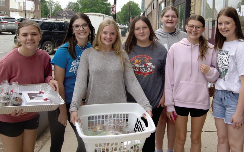 The Columbus High School volleyball team was fundraising early this week with a bake sale. The girls worked the community. Those participating were Jalie Fouts, Marilyn Pelt, Bella Box, Reise Cartin and Trinity Green. Ivana Basauri and Olivia Perdue.