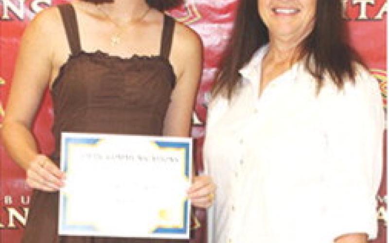 Piper Hayes, senior, was the Recipient of the Columbus Telephone Optic Communications Scholarship for $1,000 awarded May 15 during the Senior Assembly at the CUHS Gymnasium by Jane Rhinehart.