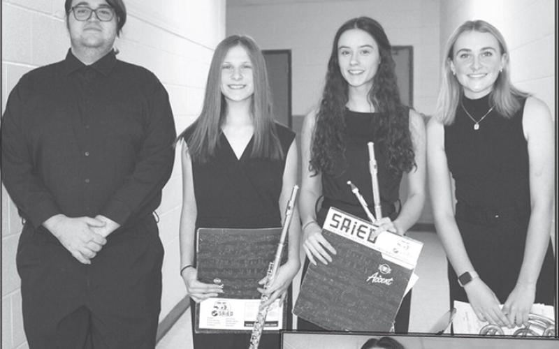 Members of the CUHS Choir were chosen as 2024 Southeast Kansas Music Educators Association Honor Choir selections during tryouts in November. Robert Graham, India Daniels, Piper Hayes, and Mallory Thompson performed with the District Honor Choir at the Pittsburg State University Bicknell Center in early December.