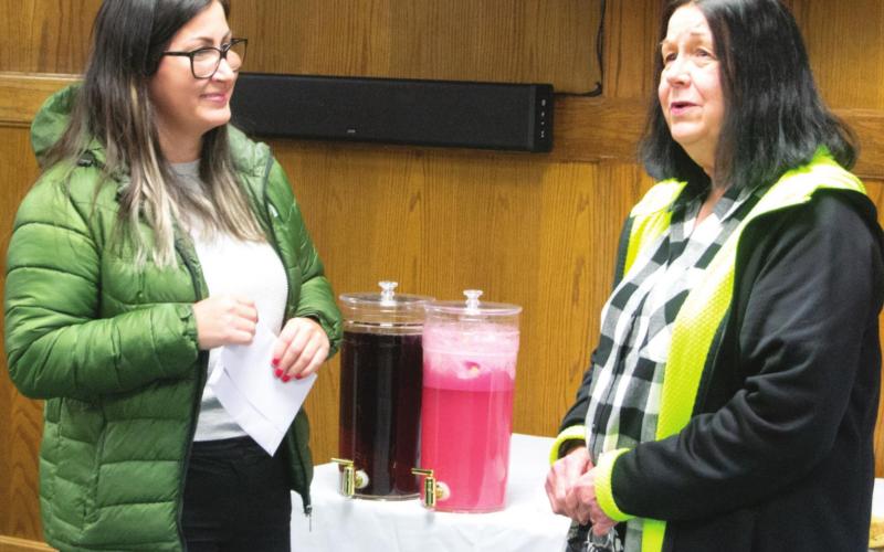 Columbus City Administrator Daniela Rivas is in her last few days in the position. Members of the city’s government threw her a going away party to thank her for her hard work and to wish her well in her future endeavors. County Commissioner Myra Carlisle Frazier attended the meeting to see Rivas off. Photo by Jacob Spencer