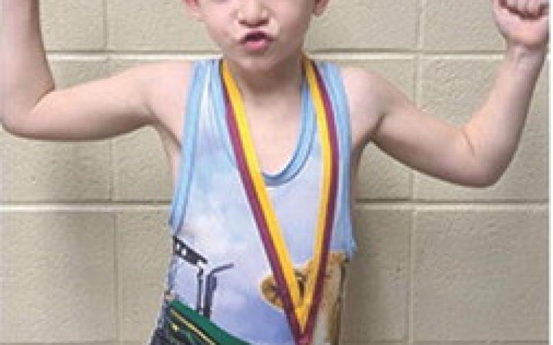 Benjamin Hodgson won the 6U, 46-pound weight class at the Girard Matside Wrestling Tournament Saturday in Girard. Courtesy photo.