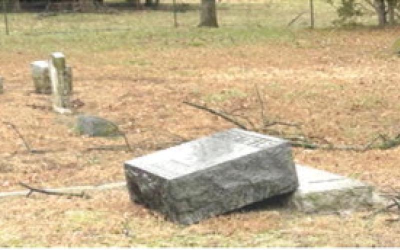 Approximately 20 headstones have been damaged or destroyed in an area cemetery. Star Cemetery is located two miles west of West Mineral. A private $1,000 reward has been offered for information leading to the identification and conviction of those responsible. Courtesy photo.