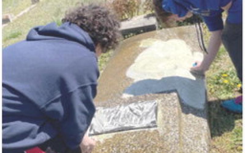 Marcell Nash and Jaxon Westervelt were among the USD247 seventh graders participating in a day of service April 8. Courtesy photo.